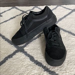 All suede black platform Vans